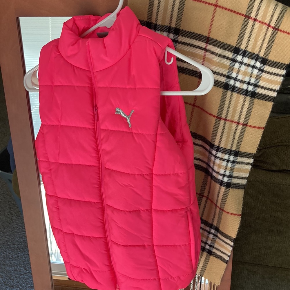Puma Bright Pink Puffer Vest . Size S (7-8)